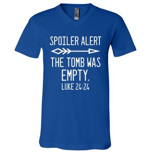 Easter He's Risen Spoiler Alert The Tomb Is Empty Christian Gift V-Neck T-Shirt