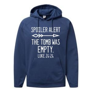 Easter He's Risen Spoiler Alert The Tomb Is Empty Christian Gift Performance Fleece Hoodie