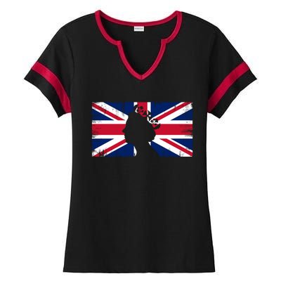 Elizabeth Her Royal Highness Queen Of England Flag Ladies Halftime Notch Neck Tee