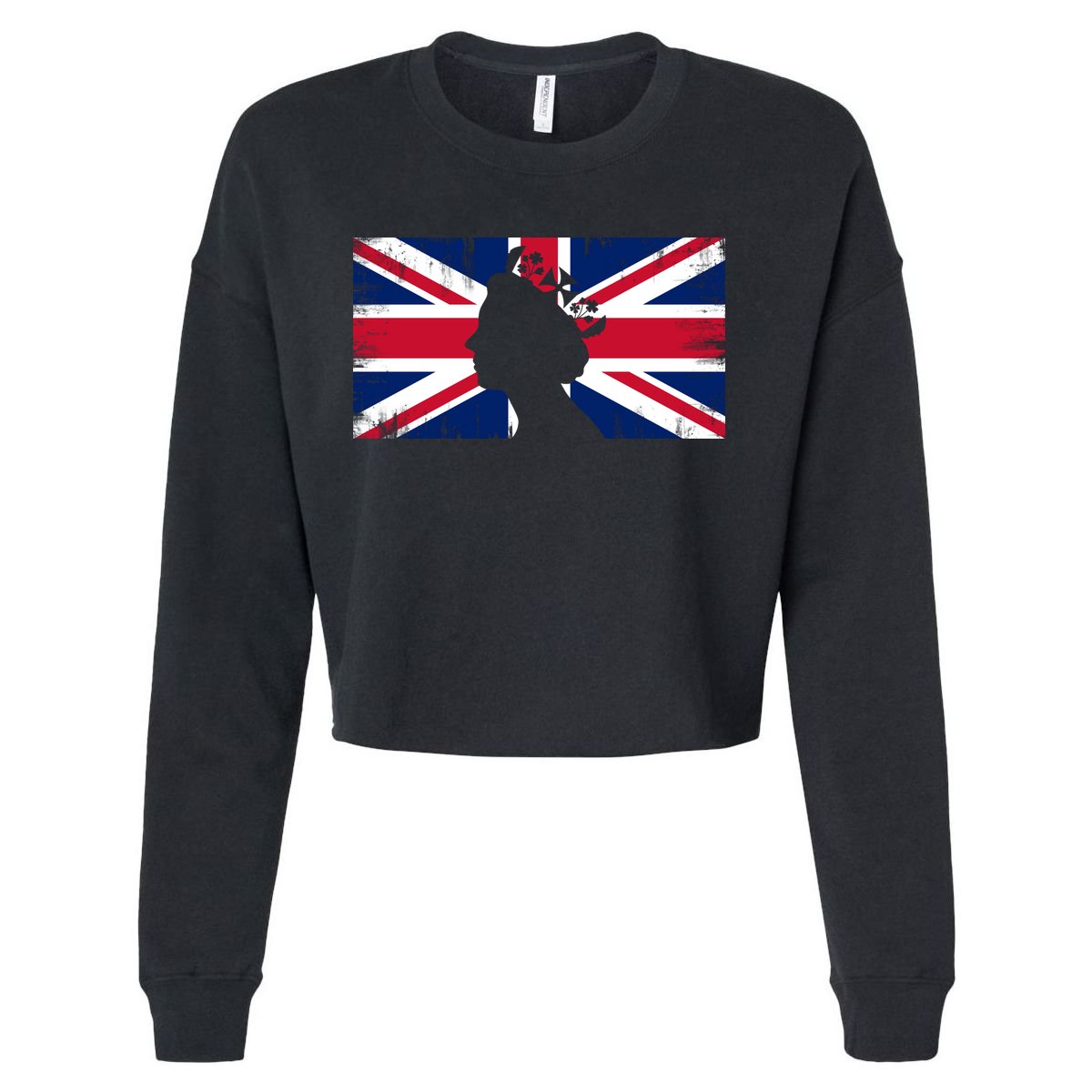 Elizabeth Her Royal Highness Queen Of England Flag Cropped Pullover Crew