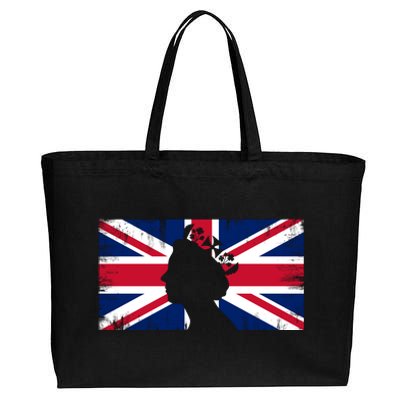 Elizabeth Her Royal Highness Queen Of England Flag Cotton Canvas Jumbo Tote