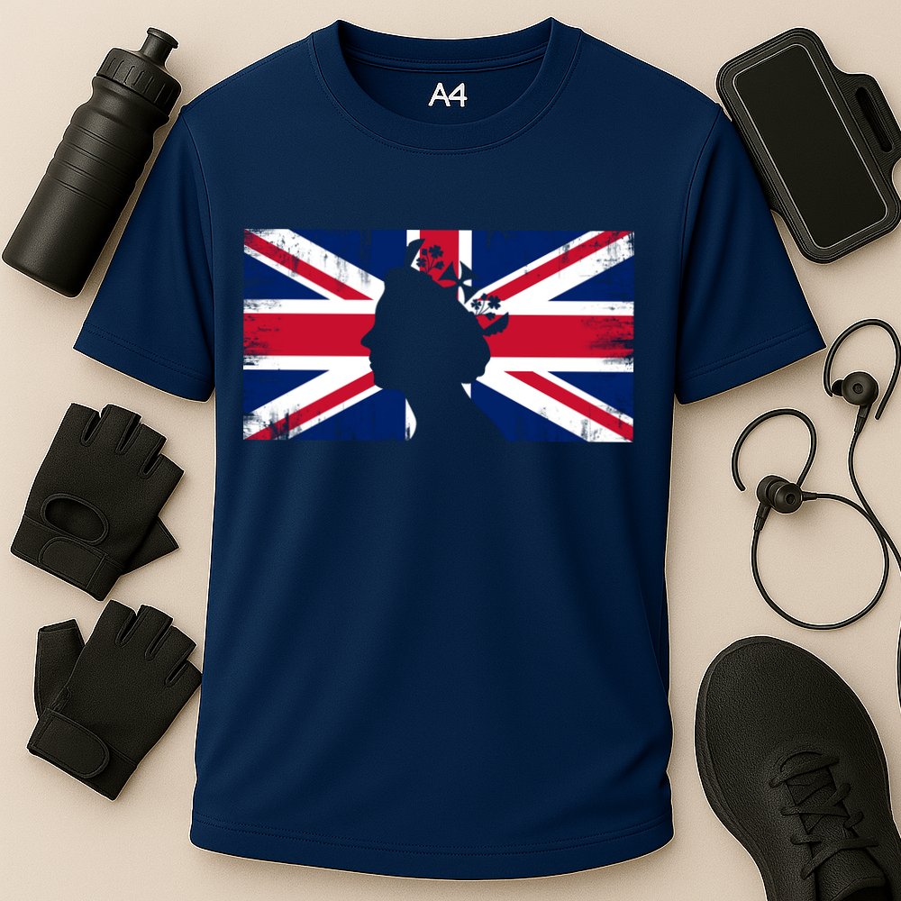 Elizabeth Her Royal Highness Queen Of England Flag Cooling Performance Crew T-Shirt