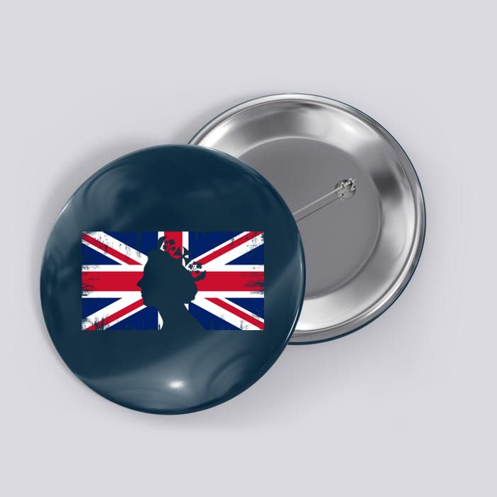 Elizabeth Her Royal Highness Queen Of England Flag Button