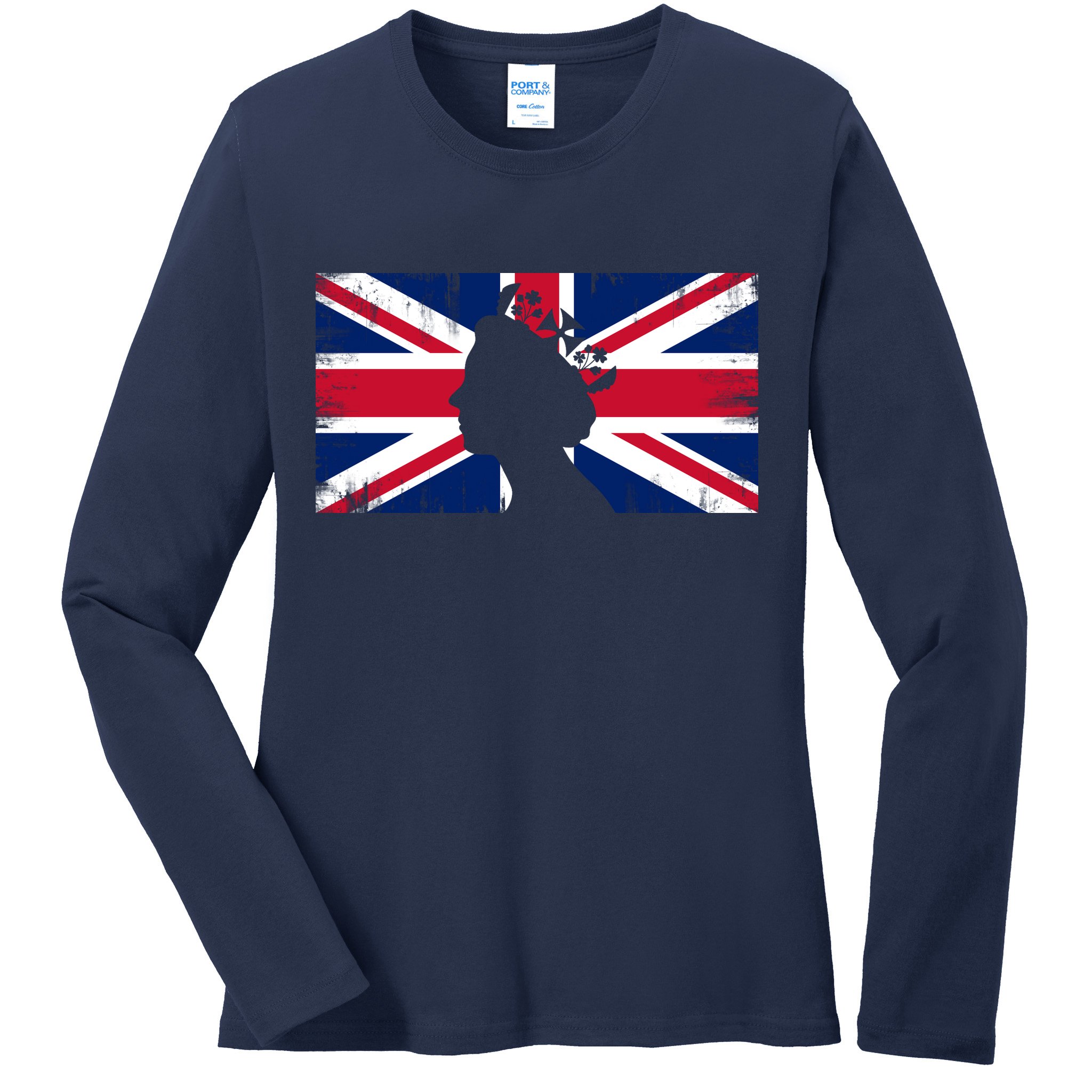 Elizabeth Her Royal Highness Queen Of England Flag Ladies Long Sleeve Shirt
