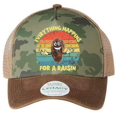 Everything Happens Reason Funny Raisin Pun Dad Joke Gift Legacy Tie Dye Trucker Hat