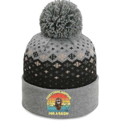 Everything Happens Reason Funny Raisin Pun Dad Joke Gift The Baniff Cuffed Pom Beanie