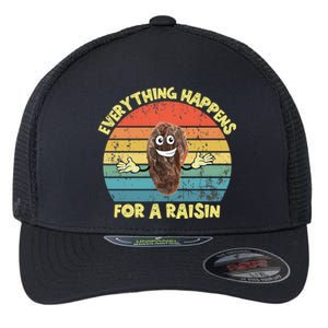 Everything Happens Reason Funny Raisin Pun Dad Joke Gift Flexfit Unipanel Trucker Cap