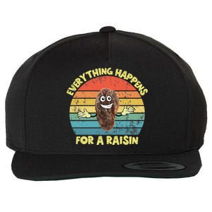 Everything Happens Reason Funny Raisin Pun Dad Joke Gift Wool Snapback Cap