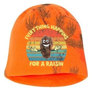 Everything Happens Reason Funny Raisin Pun Dad Joke Gift Kati - Camo Knit Beanie