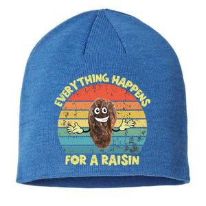 Everything Happens Reason Funny Raisin Pun Dad Joke Gift Sustainable Beanie