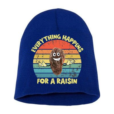 Everything Happens Reason Funny Raisin Pun Dad Joke Gift Short Acrylic Beanie