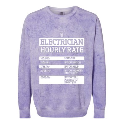 Electrician Hourly Rate Funny Electrical Engineer Colorblast Crewneck Sweatshirt