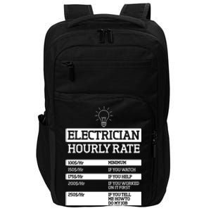 Electrician Hourly Rate Funny Electrical Engineer Impact Tech Backpack