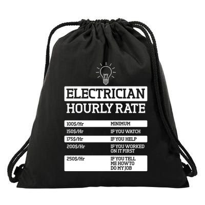 Electrician Hourly Rate Funny Electrical Engineer Drawstring Bag