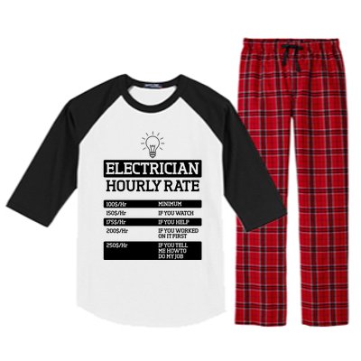 Electrician Hourly Rate Funny Electrical Engineer Raglan Sleeve Pajama Set