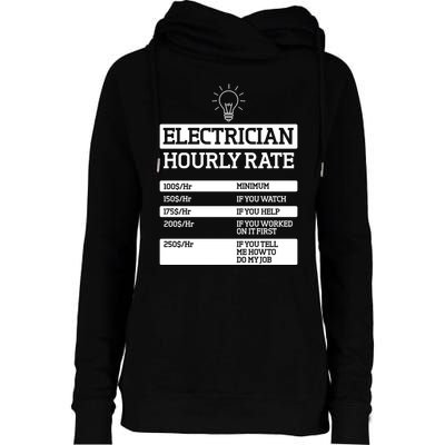 Electrician Hourly Rate Funny Electrical Engineer Womens Funnel Neck Pullover Hood