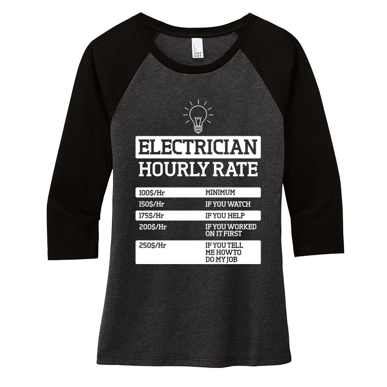 Electrician Hourly Rate Funny Electrical Engineer Women's Tri-Blend 3/4-Sleeve Raglan Shirt