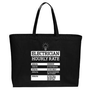 Electrician Hourly Rate Funny Electrical Engineer Cotton Canvas Jumbo Tote