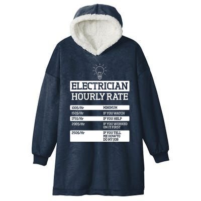 Electrician Hourly Rate Funny Electrical Engineer Hooded Wearable Blanket