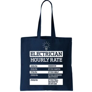 Electrician Hourly Rate Funny Electrical Engineer Tote Bag