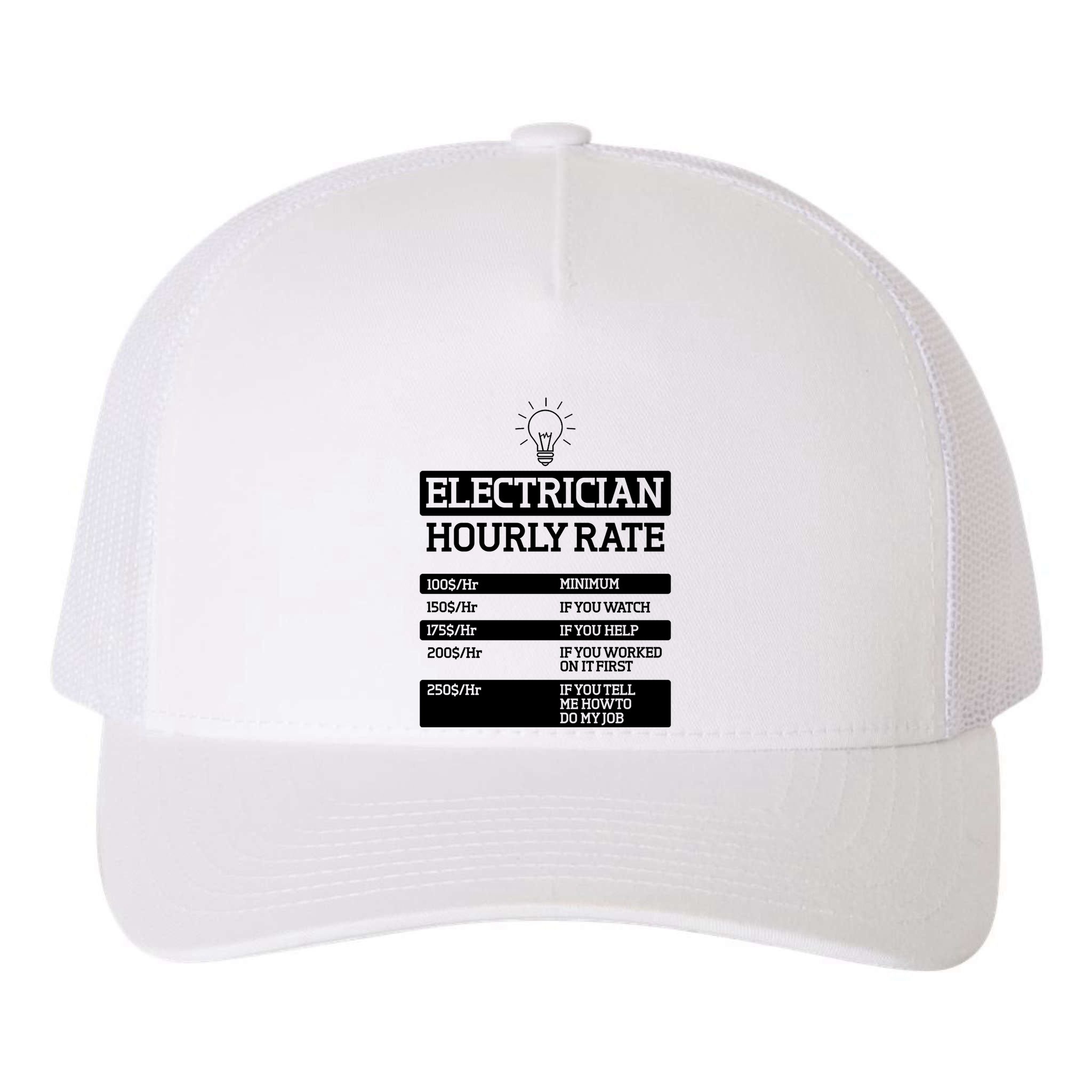 Electrician Hourly Rate Funny Electrical Engineer Yupoong Adult 5-Panel Trucker Hat