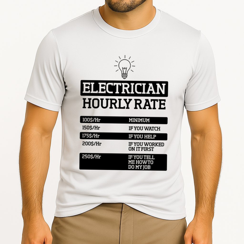 Electrician Hourly Rate Funny Electrical Engineer Performance Shirt