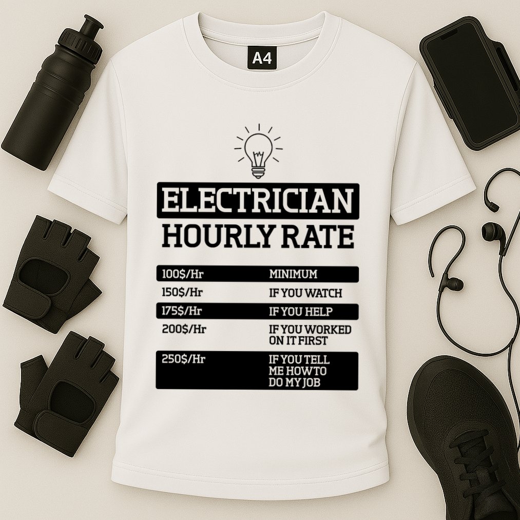 Electrician Hourly Rate Funny Electrical Engineer Performance Shirt