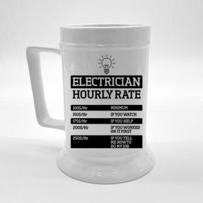 Electrician Hourly Rate Funny Electrical Engineer Beer Stein