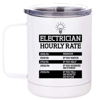 Electrician Hourly Rate Funny Electrical Engineer 12 oz Stainless Steel Tumbler Cup