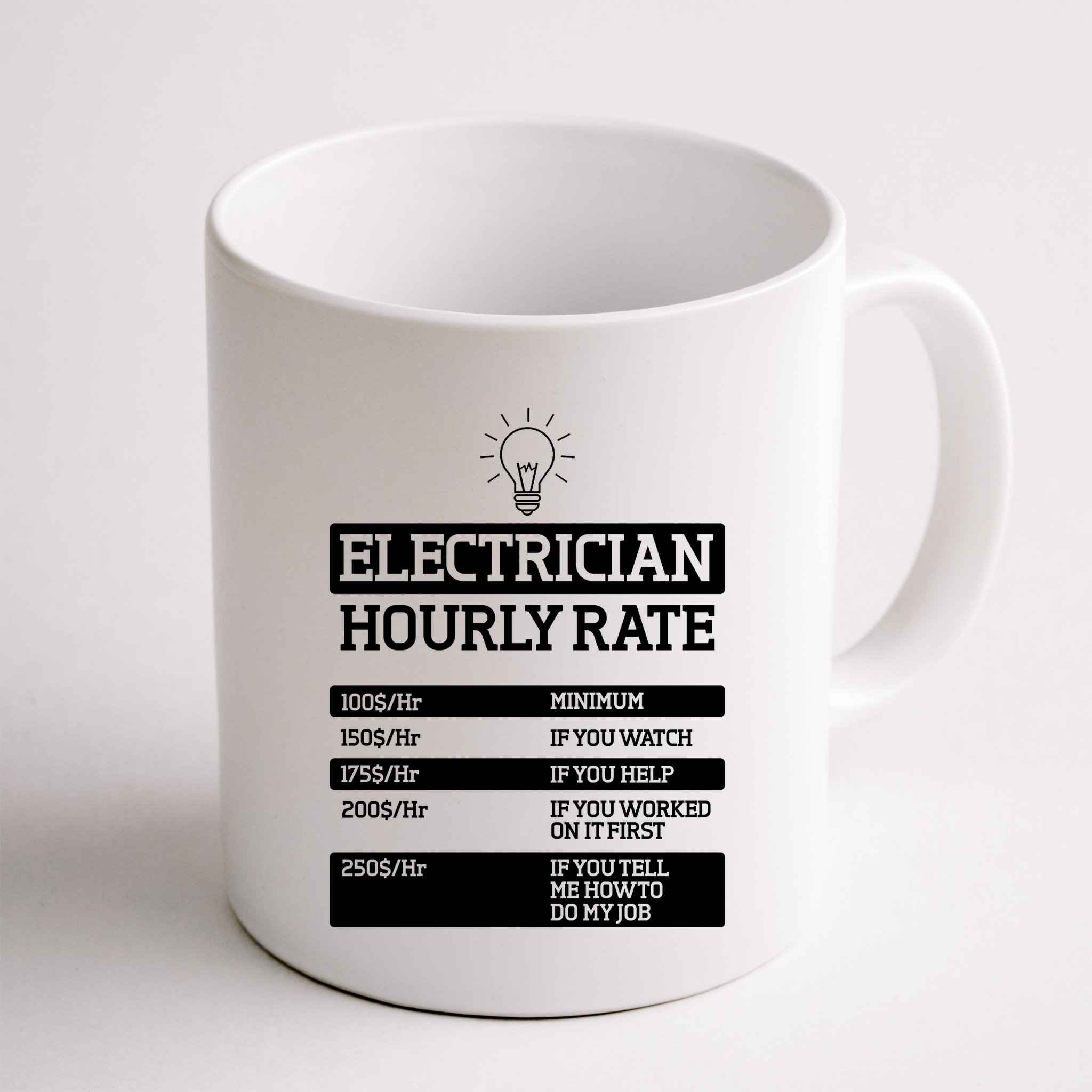 Electrician Hourly Rate Funny Electrical Engineer Mug