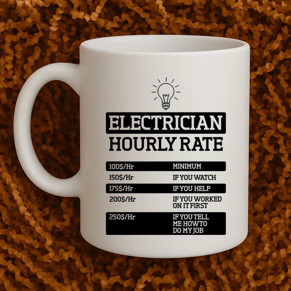 Electrician Hourly Rate Funny Electrical Engineer Mug