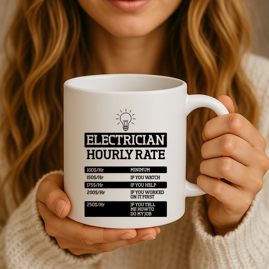 Electrician Hourly Rate Funny Electrical Engineer Mug