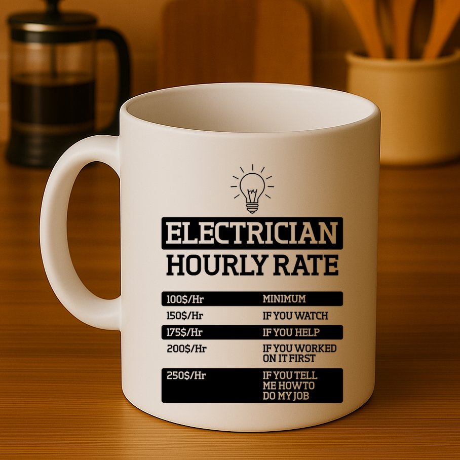 Electrician Hourly Rate Funny Electrical Engineer Mug