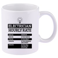 Electrician Hourly Rate Funny Electrical Engineer 11oz C Handle Ceramic Mug
