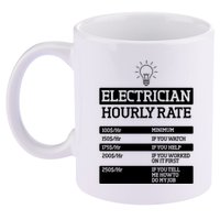 Electrician Hourly Rate Funny Electrical Engineer 11oz C Handle Ceramic Mug