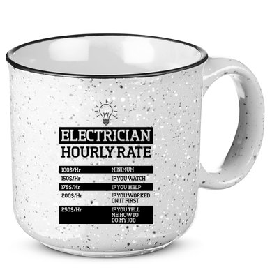 Electrician Hourly Rate Funny Electrical Engineer 15oz Campfire Ceramic Mug