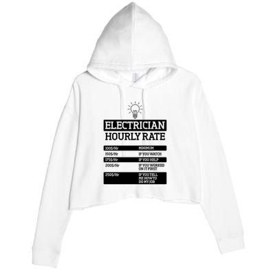 Electrician Hourly Rate Funny Electrical Engineer Crop Fleece Hoodie