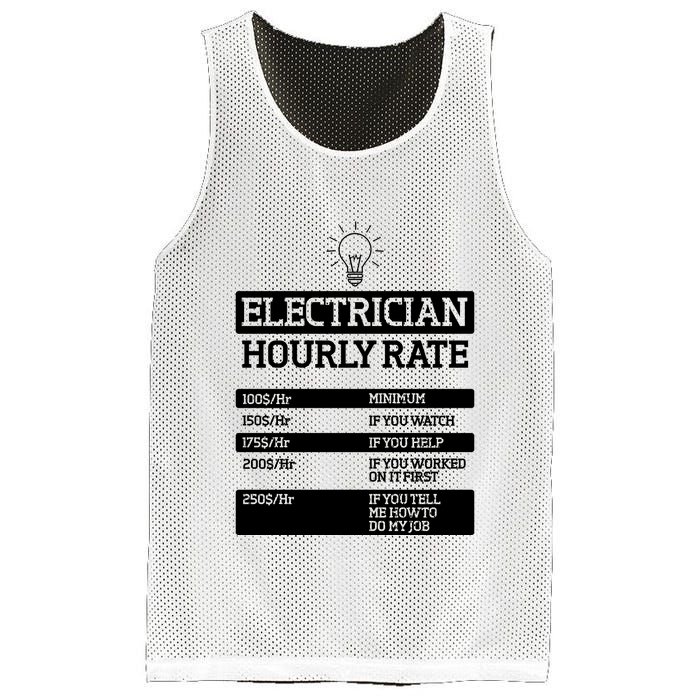 Electrician Hourly Rate Funny Electrical Engineer Mesh Reversible Basketball Jersey Tank