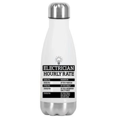 Electrician Hourly Rate Funny Electrical Engineer Stainless Steel Insulated Water Bottle