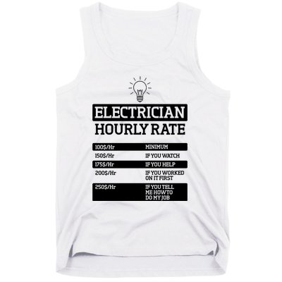 Electrician Hourly Rate Funny Electrical Engineer Tank Top