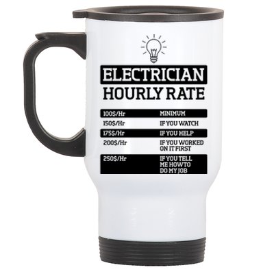 Electrician Hourly Rate Funny Electrical Engineer Stainless Steel Travel Mug