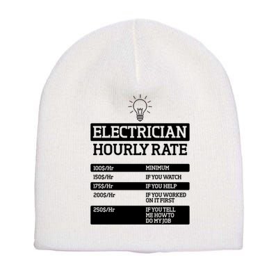 Electrician Hourly Rate Funny Electrical Engineer Short Acrylic Beanie