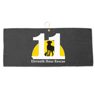 Eleventh Hour Rescue Logo In White Large Microfiber Waffle Golf Towel