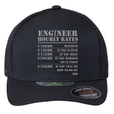 Engineer Hourly Rate Funny Engineering Mechanical Civil Gift Flexfit Unipanel Trucker Cap