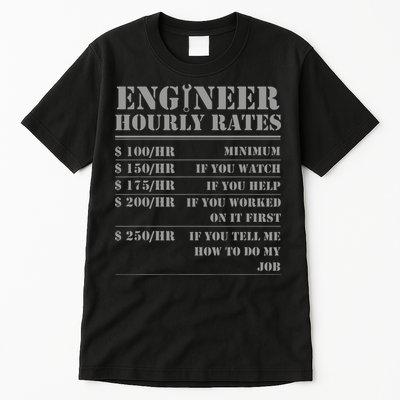 Engineer Hourly Rate Funny Engineering Mechanical Civil Gift Tall T-Shirt