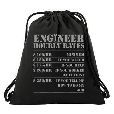 Engineer Hourly Rate Funny Engineering Mechanical Civil Gift Drawstring Bag