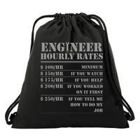 Engineer Hourly Rate Funny Engineering Mechanical Civil Gift Drawstring Bag