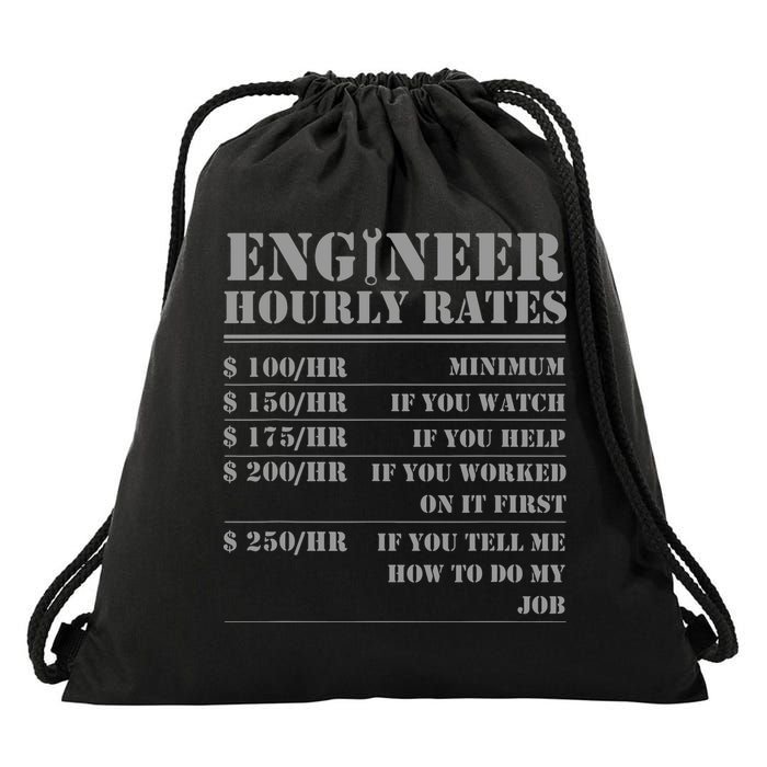 Engineer Hourly Rate Funny Engineering Mechanical Civil Gift Drawstring Bag
