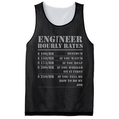 Engineer Hourly Rate Funny Engineering Mechanical Civil Gift Mesh Reversible Basketball Jersey Tank