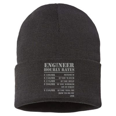 Engineer Hourly Rate Funny Engineering Mechanical Civil Gift Sustainable Knit Beanie